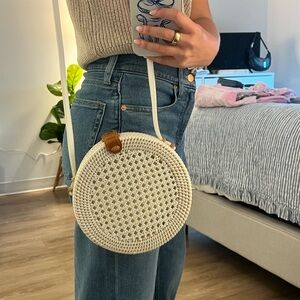 Elegant White Woven Crossbody Bag from Anthropology